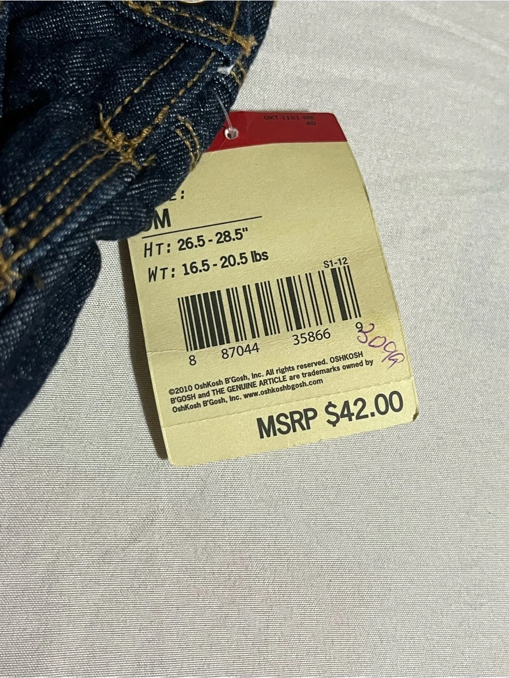 OshKosh B'gosh Dark Blue Denim Overalls with Heart Print Girls Size 9 Months NWT